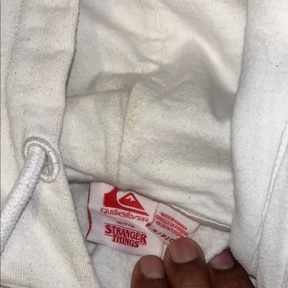 Quiksilver Stranger Things White Hoodie with Pink Patch - Picture 5 of 9
